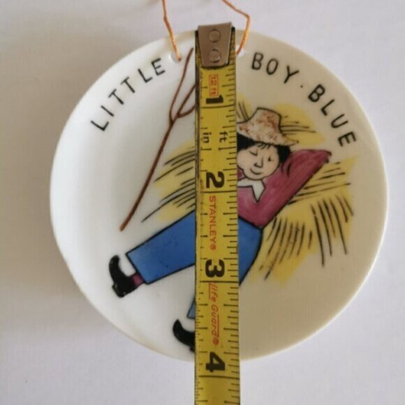Vintage "Little Boy Blue" Porcelain Ornament, Hand Painted Small Plate Decor - Picture 4 of 7